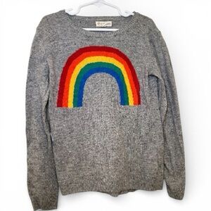Tucker + Tate Gray Sweater with Colorful Rainbow Crewneck Size 7 kids